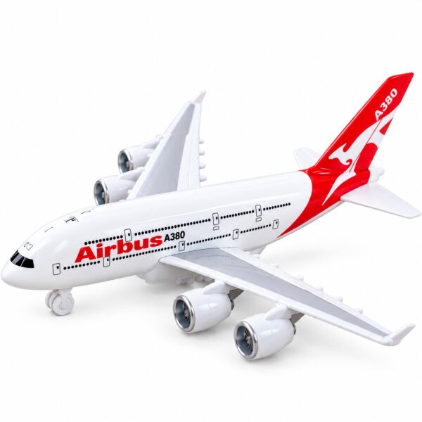 Avion de jucărie din metal pentru copii, cu lumini și sunete, 3+ ani, roșu