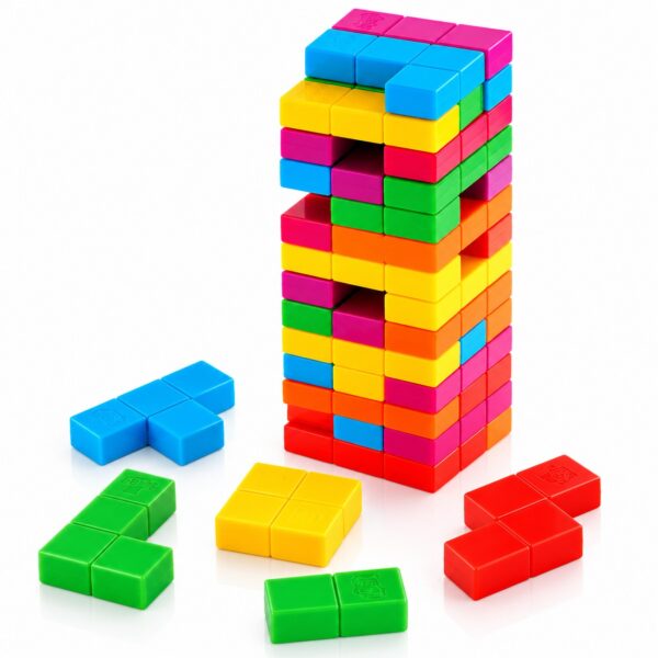 Joc de societate 2 în 1 Jenga și Tetris, 47 piese, 8+ ani