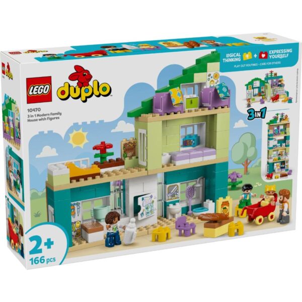 LEGO® DUPLO Town - Casa moderna de familie 3 in 1, cu figurine 10470, 166 piese