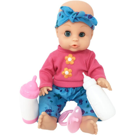 Papusa Bebelus Sweet Baby Doll cu accesorii, sunete, care bea si elimina lichidele, roz/albastru 3 Papusa Bebelus Sweet Baby Doll cu accesorii, sunete, care bea si elimina lichidele, roz/albastru