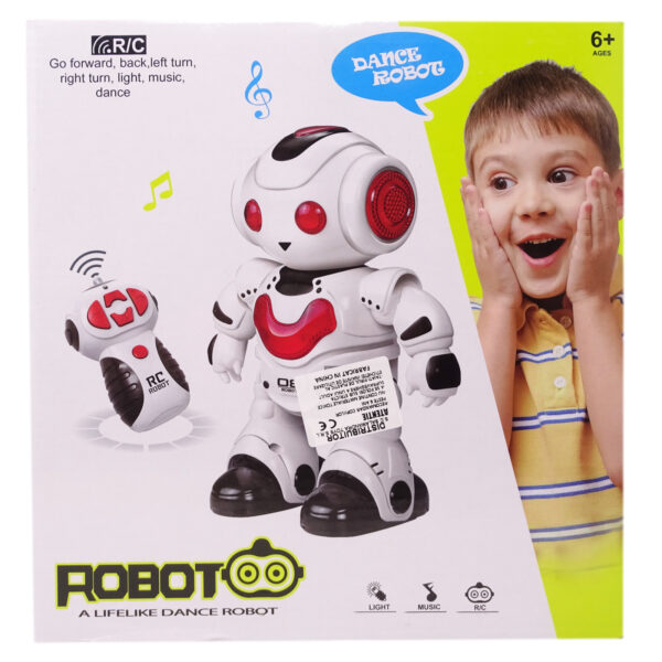 Robot Inteligent Salamandra Kids, Efecte Luminoase si Sonore, Alb cu Albastru, 22 cm